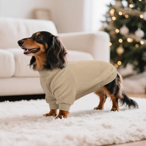 Image of BRKURLEG Dog Sweater, Warm Fleece Dog Winter Coat, Light Coffee, L