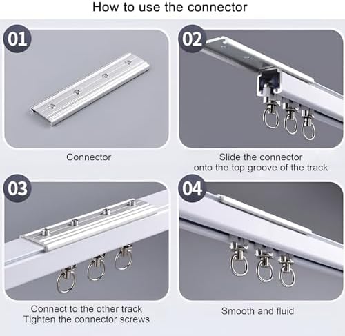 Aluminum Ceiling Track System for Sliding Curtains, Wall-Mounted Rail for Living Room/Bedroom, Silent Strip Design, 480cm (4x120cm) Room Divider Solution