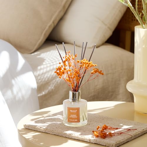 Image of Airkeep Reed Diffuser Set,6.76 fl oz (200 ml) - Coconut & Pineapple Oil Diffusers with 8 Reed Sticks, Home Fragrance Reed Diffuser for Bathroom Shelf Decor