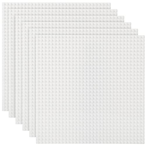 Image of Lekebaby Classic Baseplates Building Base for Building Bricks 100% Compatible with Major Brands-Baseplate 10 inch x 10 inch, Pack of 6 (White)