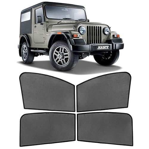 Image of AutoStory Custom Fit Non-Magnetic Cotton Mesh Car Sunshade for Thar 2010-2020 | UV & Heat Protection Car Window Curtains | Privacy Car Sun Shade | Breathable Vehicle Specific Side Window Shades
