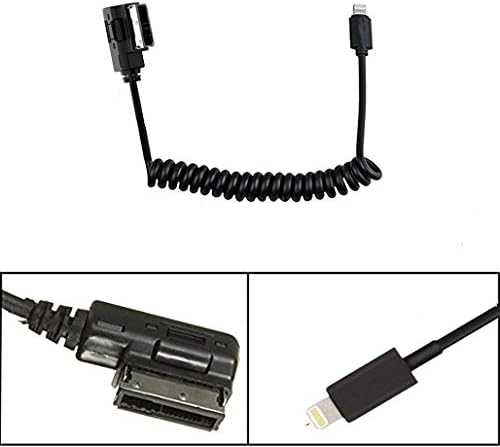 Aux Power AMI MMI Cable Coiled Cord Music Interface Compatible for iPXs Xs Max XR X 8 7 7 Plus for Audi A3/A4/A5/A6/A8/S4/TT VW Jetta Golf Passat Tiguan Touareg Skoda(Extend Length 2 Meters)