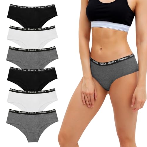 Uizuooy Femme Culottes et Slips Culotte Femme Coton Doux Sport Elasticité sous-Vêtements Féminins Culotte à mi-Hauteur Multipack Lot de 6 A-S-6