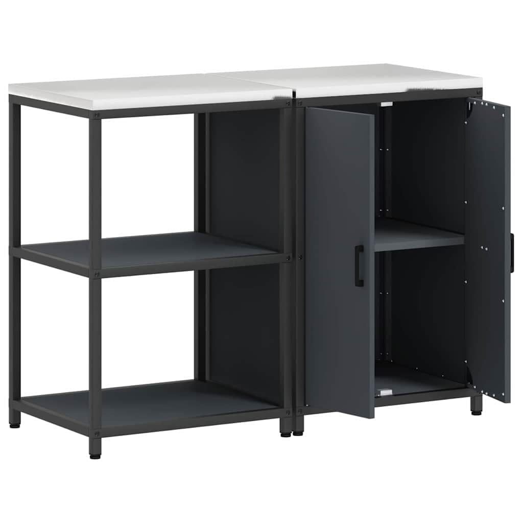 Küchenlager-Set 2-teilig aus Stahl, Küchenunterschrank mit Regalen und Türen, Moderner Vorratsschrank für die Küchenorganisation, 120 x 50 x 92 cm, Anthrazit