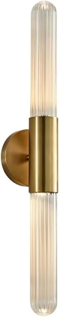 CWCQGH Modern Minimalist Tube Glass Wall Sconces All-Copper Bathroom Vanity Lamp Mount Fixtures