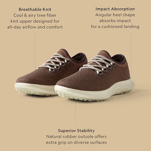 Allbirds Women's Tree Dasher 2, Active Running & Walking Sneakers - Hazy Cocoa (Stony Cream Sole) - 7 Medium