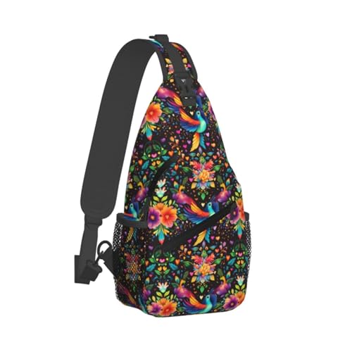 Sac à bandoulière pour voyage et randonnée avec imprimé oiseaux colorés