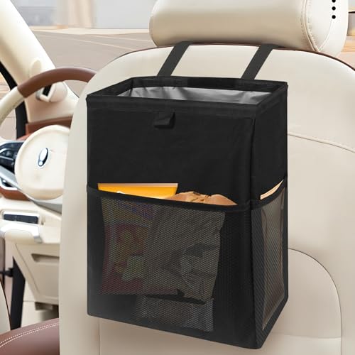 Image of Homelove Hanging Car Trash Can with 4 Storage Pockets, Waterproof Leakproof Oxford Auto Garbage Bag, Adjustable Garbage Bag, Foldable Car Trash Bin Fit for Truck, SUV, Home, Office