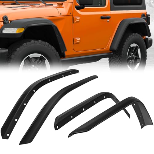 Image of Nilight Fender Flares Extensions Set fit for 2018 2019 2020 2021 2022 2023 2024 2025 2026 Wrangler JL and JLU Unlimited 2 /4 Doors (Only for High Wheel Arches) Off-Road Widened Front Rear Flat 4 PCS