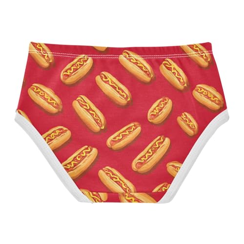 Wusikd Hot Dogs Red Girls' Underwear Cotton Girls Briefs Soft Toddler Underwear 2T2