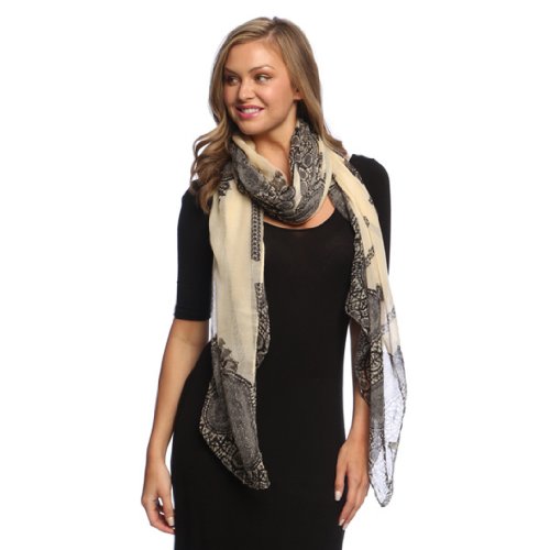 Peach Couture Light Weight Scarf Long Scarf Damask Scarf Paisley Scarf Beach Sarong Pashmina Floral Scarf Shawl Summer Scarf Tan Scarf