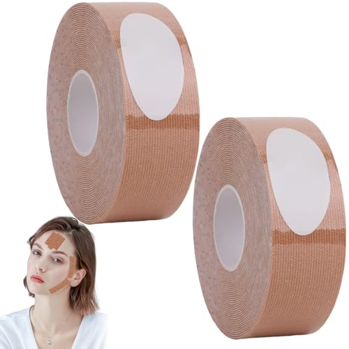 Cintas adhesivas multifuncionales – Lote de 2 – 2,5 cm x 5 m – Antiarrugas para reforzar la cara, el doble mentión, los ojos y las arrugas