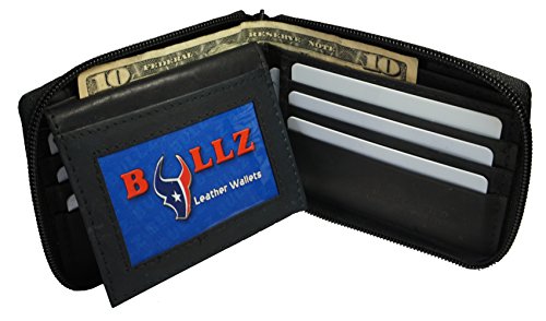 Mens Zip Around Bifold Wallet Safe By Bullz Wallet Secure Zipper Genuine Leather3