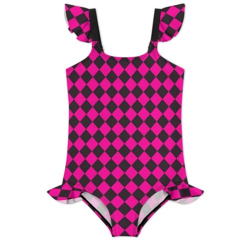 Image of Girls One Piece Swimsuit Polka Dots Ruffles Swimwear Bathing Suits 3-12 Years
