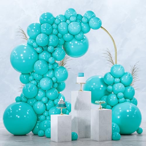 Image of PartyWoo Teal Balloons 120pcs Turquoise Dark Teal Color Different Sizes | 18 12 10 5 Inch Balloons for Baby Shower Gender Reveal Graduation Mermaid Birthday Pool Wedding Party Decorations Blue-Y69