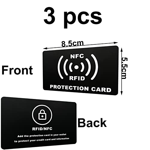 3 Stück RFID Blocker Karte,NFC Schutzkarte,NFC Blocker Karte,Schutzkarte für Geldbörse RFID Card,Schwarz,5.5cm×8.5cm