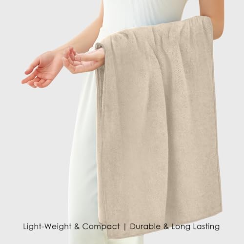 Image of HOUSSE Premium Microfiber Bath Towel - Extra Large 75x150cm Quick Dry Towels for Women Men & Kids | Super Soft Plush 550 GSM | Ultra Absorbent for Home Swimming Sports & Travel (Beige)