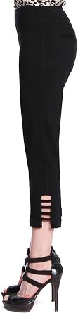 Slim-Sation Womens Pull on Solid Crop with Real Front & Back Pockets & StrapsPants