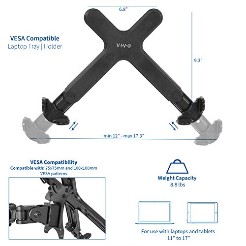Image of VIVO Adjustable 11 to 17 inch Laptop Holder (Only) for VESA Compatible Monitor Arms | Notebook Adapter for VESA Monitor Mounts up to 100x100mm (Stand-LAP4)