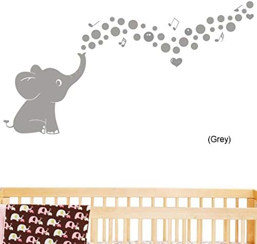 Cute Bubble Elephant Wall Quote Wall Decals Vinyl Stickers Home Decor Wall Decorations for Kids Living Room(Grey)