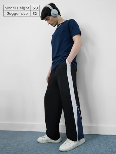 Image of The Souled Store Baggy-Fit Joggers: Luna Men and Boys Pull On Solid Cotton Blend Baggy Fit Oversized Joggers