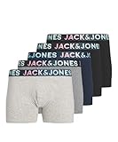 JACK & JONES Herren Jactampa Trunks 5 Pack Boxershorts, Navy Blazer/Pack:Grey Melange-LGM-Black-Black, L