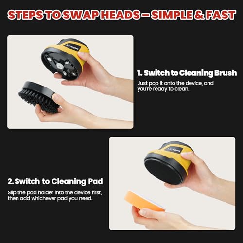 Image of Electric Grill Brush for Outdoor Grill- 4 Replaceable Heads, 3000mAh IPX7 Waterproof BBQ Cleaning Scrubber for Kitchen & Car & Bathroom - Ideal Mother's for Grill Lovers, Dad, Mom