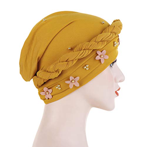 2 pçs boné de bola base envoltório chapéu feminino boné com contas trança lenço de cabeça turbante b