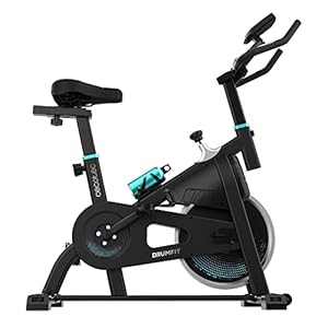 Cecotec Bicicleta Estática Indoor DrumFit Indoor, Volante de inercia de 6 a 13 Kg, Resistencia Manual, Monitor LCD, Pulsómetro, Soporte de Dispositivos, Botella, Porta Botellas y Calapiés