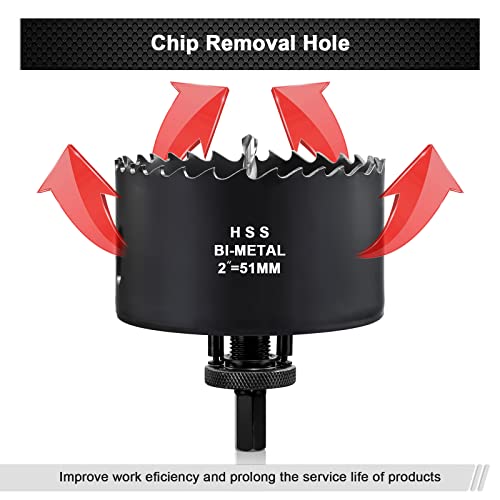 2 Inch Hole Saw Drill Bit For Metal And Wood, M42 Bi-Metal Hole Cutter With 1.5” Cutting Depth For Plywood, Fiberglass, Acrylic, Drywall And Sheet Steel #TOP2