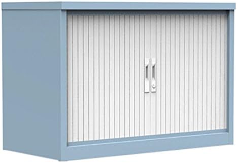 Simply Office TAMB690PBW 690 mm Side Opening Tambour with Levelling Feet/Graphite Grey Shelf - Pastel Blue/White