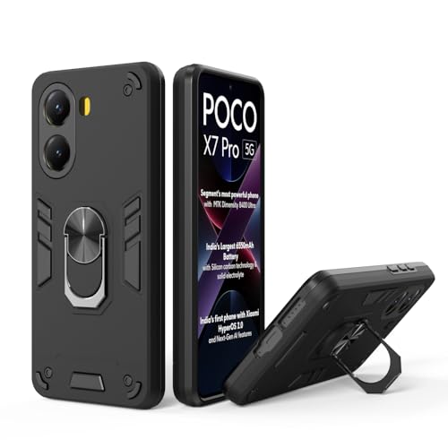 Image of NDCOM for Poco X7 Pro 5G Back Cover | Premium Poco X7 Pro Back Cover | Stylish Shockproof Ring Holder Case