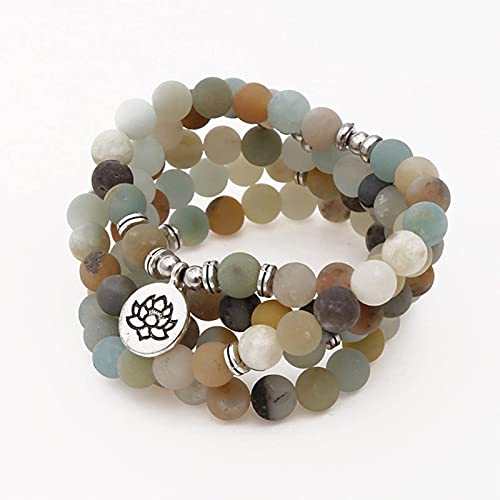 Bracelets 108 Perles de Mala Élastique Multitours pour Méditation Spirituelle
