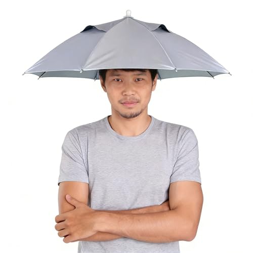 BuyWeek Gorra de paraguas de 65 cm de diámetro, plegable, impermeable, de metal, para senderismo, golf