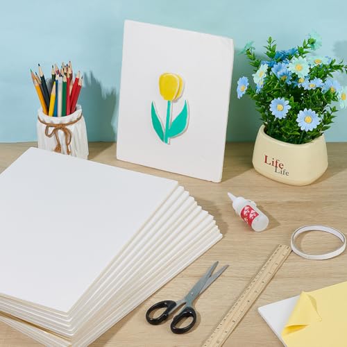 OLYCRAFT 12 Stück Selbstklebende Schaumstoffplatte 36 x 28cm Weißer Schaumstoffkern Mit Klebstoff 5mm Dicke Schaumstoffpolsterung Schaumstoffplatte Für Heimpräsentationen Bilder Postermontage