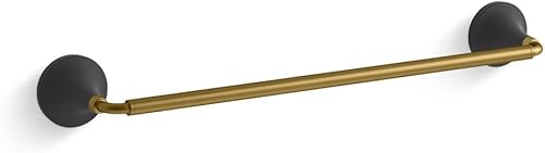 Kohler 27425-BMB - Barra de toalla tono de 18 pulgadas, negro mate con latón moderno