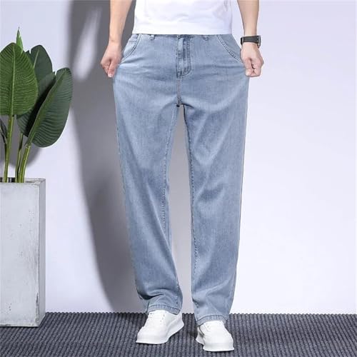 Men's Summer Baggy Jeans Thin Loose Straight Denim Pants Breathable Business Casual Soft Trousers3