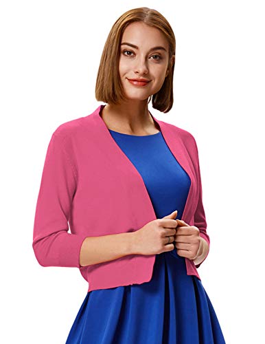 GRACE KARIN Women 2 Pack 3/4 Sleeve Cardigan Sweater Cropped Shrug for Dress Tops S-2XL3