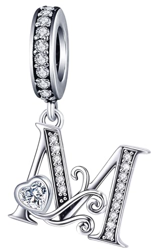 Abalorio de letra de plata para pulseras Pandora, dije con inicial del alfabeto, joyería para regalo para mujer, Circonita cúbica
