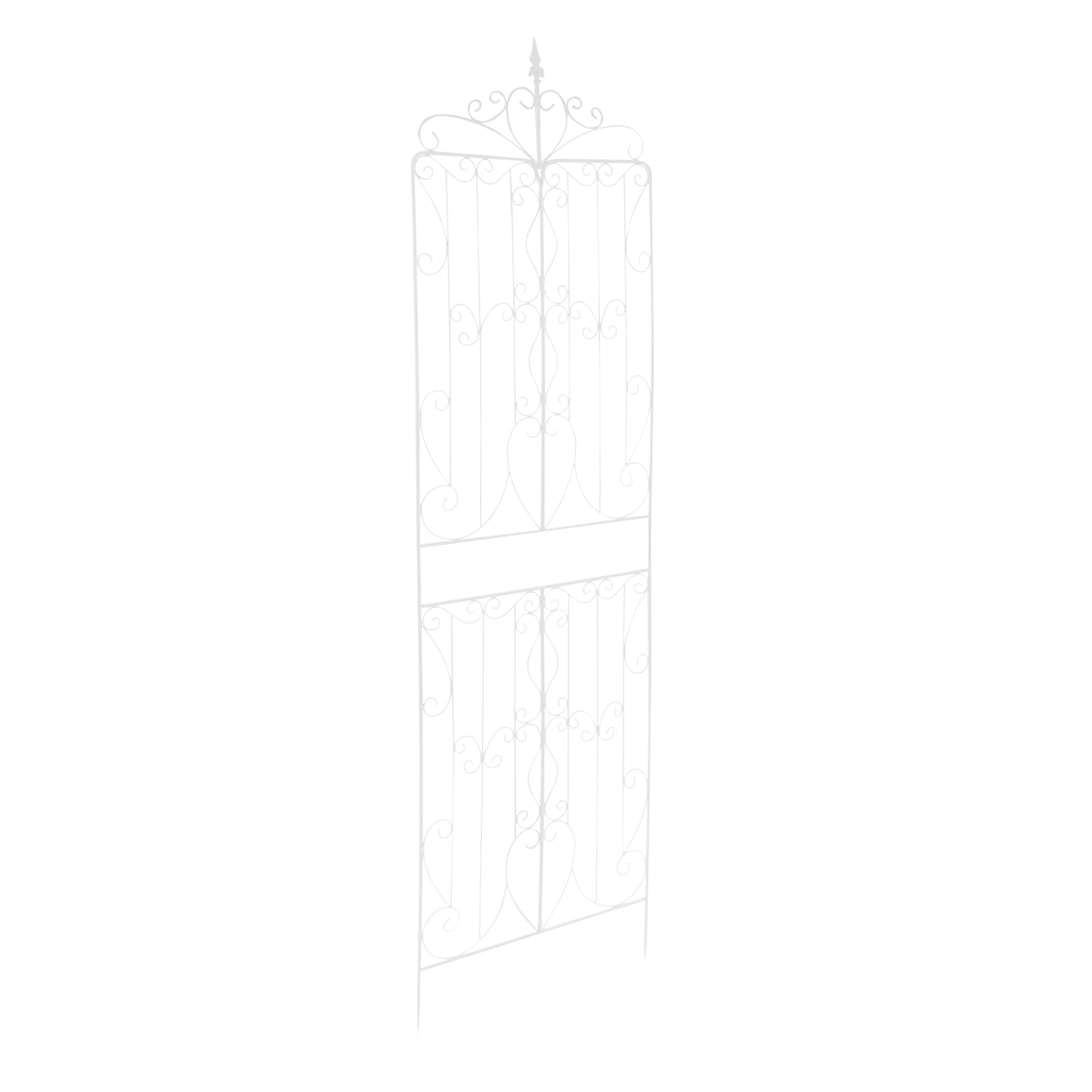 Kratka ogrodowa z żelaza, 2 sztuki, biała, prostokątna, 65 x 237 cm, kratka dla roślin pnących, rustykalny styl, z kołkami do wbijania w ziemię