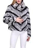LVCOMEFF Lady Genuine Rex Rabbit Fur Chinchilla Outwear Plus size Coat Women Jacket