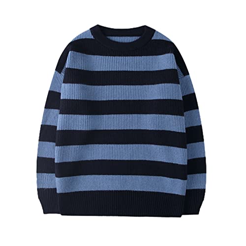 Image of Unisex Striped Sweater Gothic Pullovers Oversized Knitted Jumpers Alt Emo Sweatshirts Harajuku Streetwear Grunge Clothes