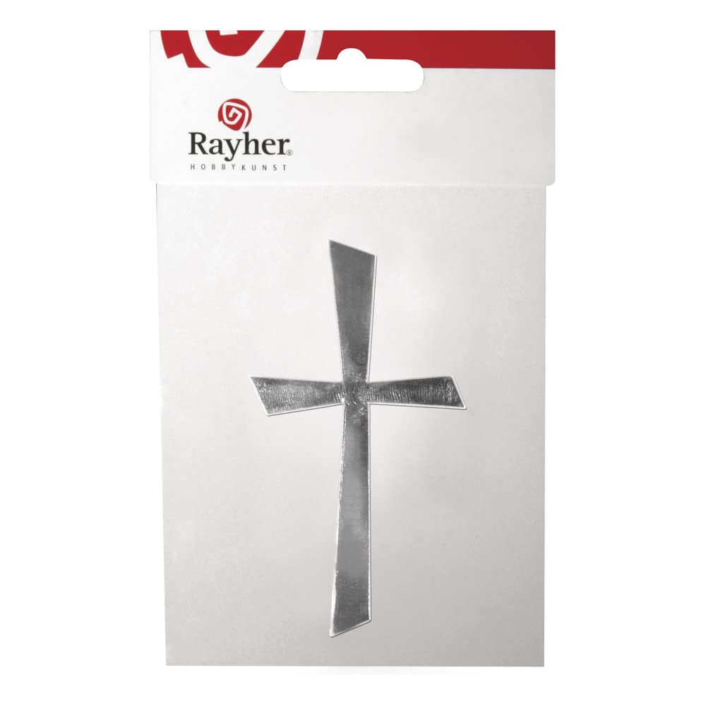 Rayher Hobby 31502000 Decire Cross Silver 10.5 x 5.5 cm, 1struck in blister pack