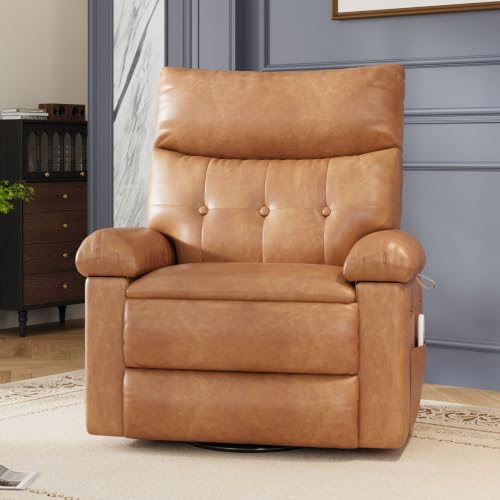 Image of GarveeHome Leather Manual Recliner Chair for Adults - Heat and Massage