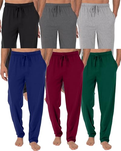Galaxy By Harvic Men's Jersey Lounge Pants 3-Pack, Assorted