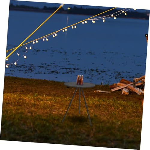 Table camping pliante ronde portable en acier carbone et hauteur réglable - 7