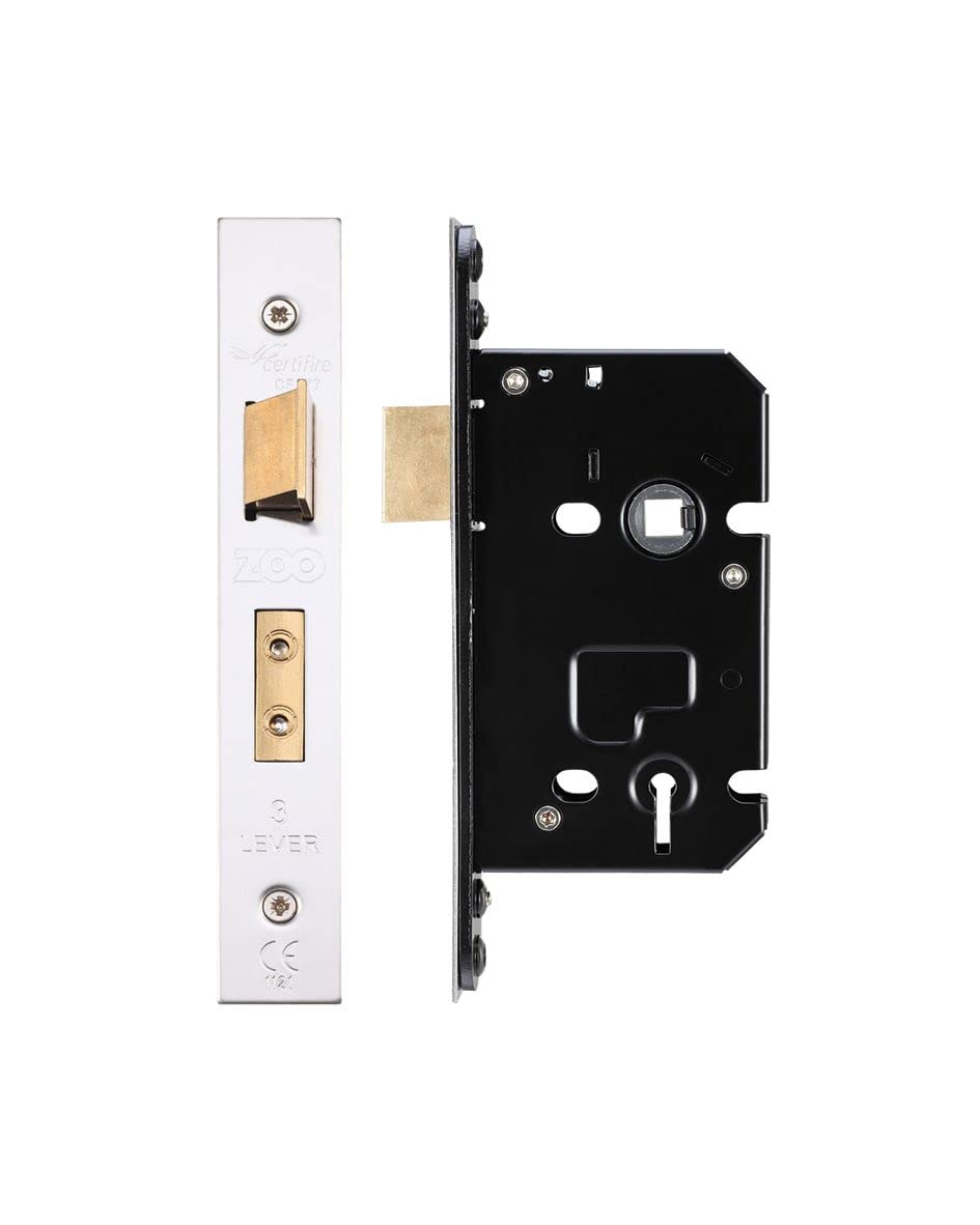 Zoo Hardware - ZUKS364SS 3 Lever Sash Lock - 64mm c/w Stainless Steel Forend and Strike Satin Stainless Steel