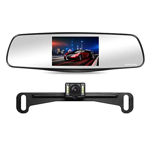 AUTO-VOX M3 Mirror Dash Cam 5” LCD Screen Full HD 1080P Upgraded Dual Recording Dashboard camera and IP 68 Waterproof Backup Camera with LED Superior Night Vision, G-Sensor, Parking mode & Loop Record