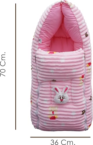 Image of VOIDROP Velvet Baby Sleeping Bag 3 in 1 for New Born Babies Baby Fur Material Portable Travelling Bed for Infants Premium QULAITY Baby Breastfeeding Bed Flamingo Pink