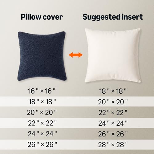 Image of Amazon Basics Boucle Throw Pillow Covers for Couch, Living Room, Home Decor with Hidden Zipper, Blue, 18x18in, Pack of 2